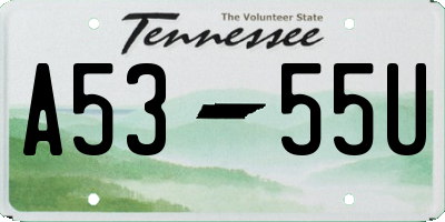 TN license plate A5355U