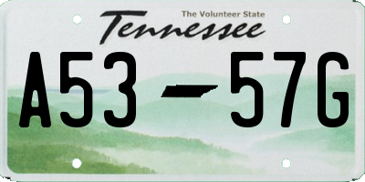 TN license plate A5357G