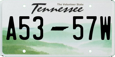 TN license plate A5357W