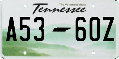 TN license plate A5360Z