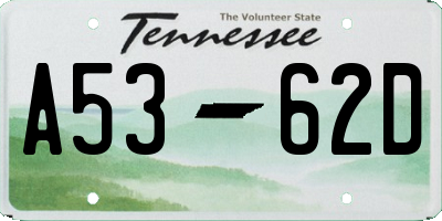 TN license plate A5362D