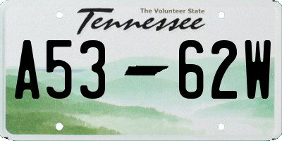 TN license plate A5362W
