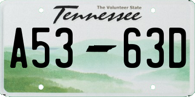 TN license plate A5363D