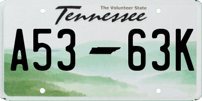 TN license plate A5363K
