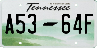 TN license plate A5364F