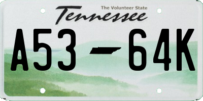 TN license plate A5364K