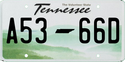 TN license plate A5366D