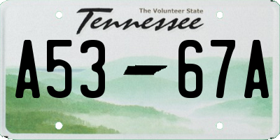 TN license plate A5367A