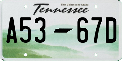 TN license plate A5367D