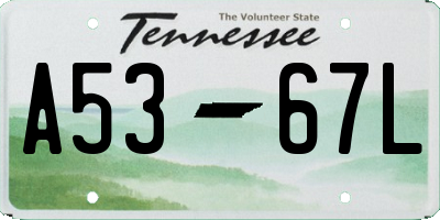 TN license plate A5367L