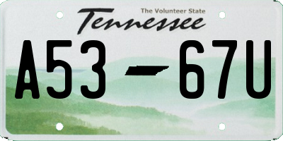 TN license plate A5367U