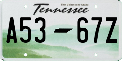TN license plate A5367Z