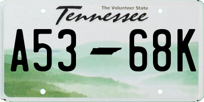 TN license plate A5368K