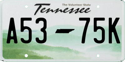 TN license plate A5375K
