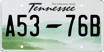 TN license plate A5376B