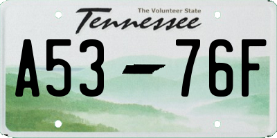 TN license plate A5376F