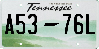 TN license plate A5376L