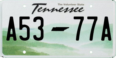 TN license plate A5377A