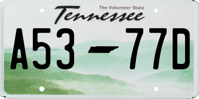 TN license plate A5377D