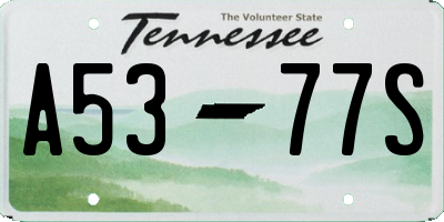 TN license plate A5377S