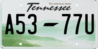 TN license plate A5377U