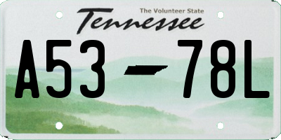 TN license plate A5378L