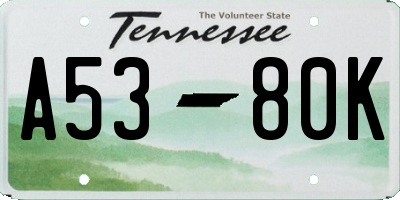 TN license plate A5380K