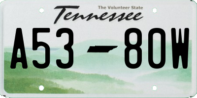TN license plate A5380W