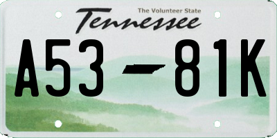 TN license plate A5381K