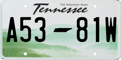 TN license plate A5381W