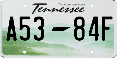 TN license plate A5384F