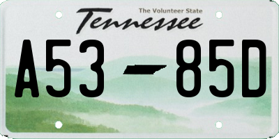 TN license plate A5385D