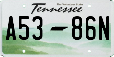 TN license plate A5386N