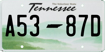 TN license plate A5387D