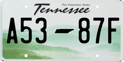 TN license plate A5387F
