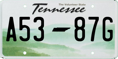 TN license plate A5387G