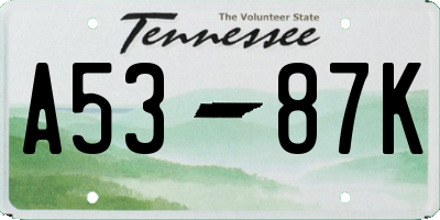 TN license plate A5387K