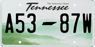 TN license plate A5387W