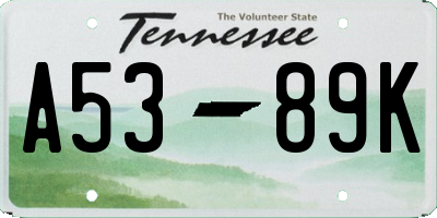 TN license plate A5389K
