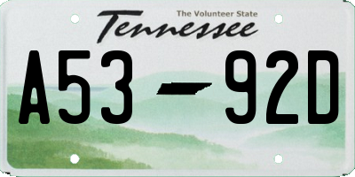 TN license plate A5392D