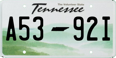 TN license plate A5392I