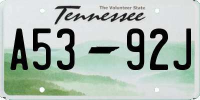 TN license plate A5392J