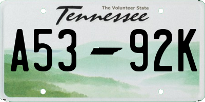 TN license plate A5392K