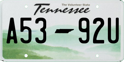 TN license plate A5392U