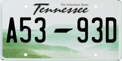 TN license plate A5393D