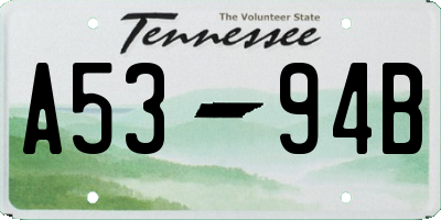 TN license plate A5394B