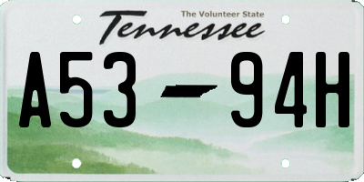 TN license plate A5394H