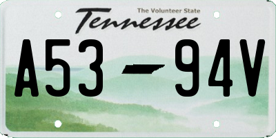 TN license plate A5394V