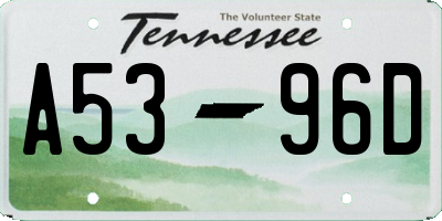 TN license plate A5396D
