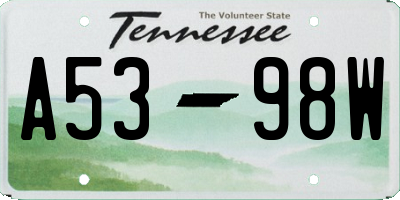 TN license plate A5398W